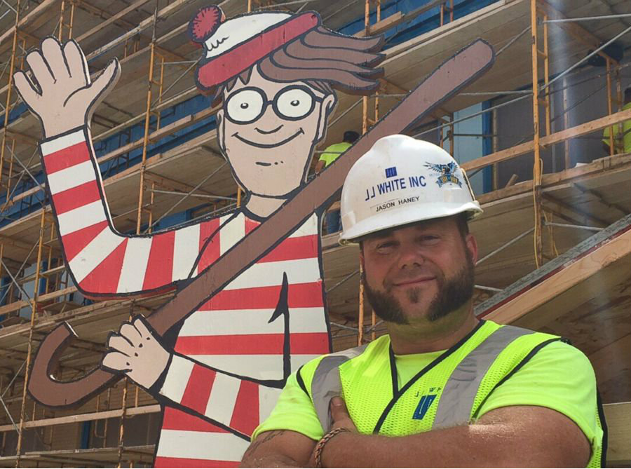 Haney got inspired and decided to make a life-size cutout Waldo (Wally outside the US), with a 4-by-8 sheet of plywood. Image Credit: ABC News