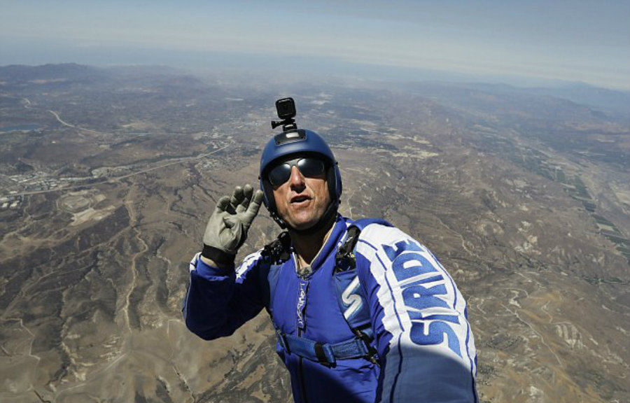 Experienced skydiver Aikins will attempt to revolutionize the skydiving industry by becoming the first man to perform a safe landing without a parachute. Image Credit: Daily Mail