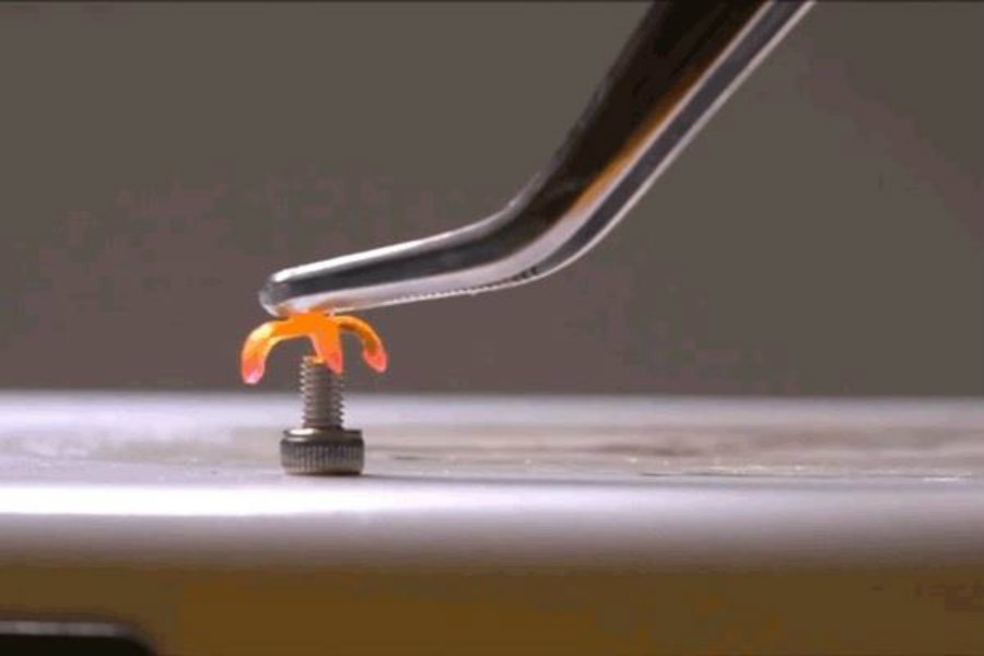 A 3D-printed soft, flexible scaffold that can exhibit shape memory properties. Image Credit: MIT News