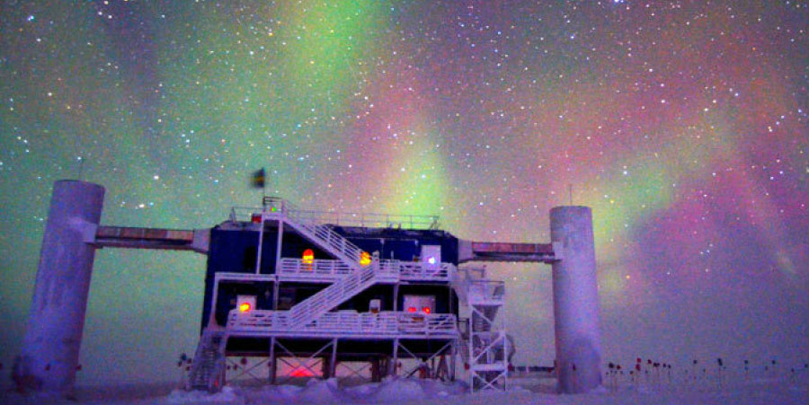 The IceCube laboratory at the Scott Amundsen South Pole station is dedicated to find the evasive neutrino particle. Image Credit: Huffington Post