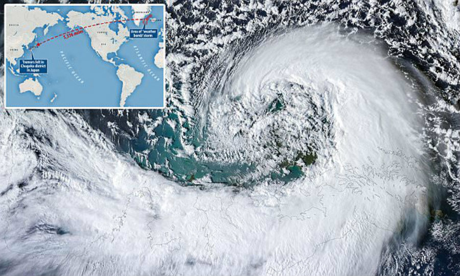 In this case, the weather bomb was so harsh it even made ocean waves crash at intense levels from their core, pounding the ocean floor between the countries and creating extreme base movement. Image Credit: Live Science