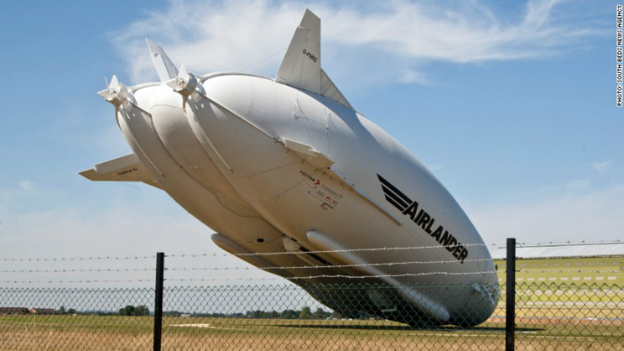 The world's longest aircraft, the Airlander 10 airship, has crash-landed after a test flight in Bedfordshire, central England. Image Credit: Forbes