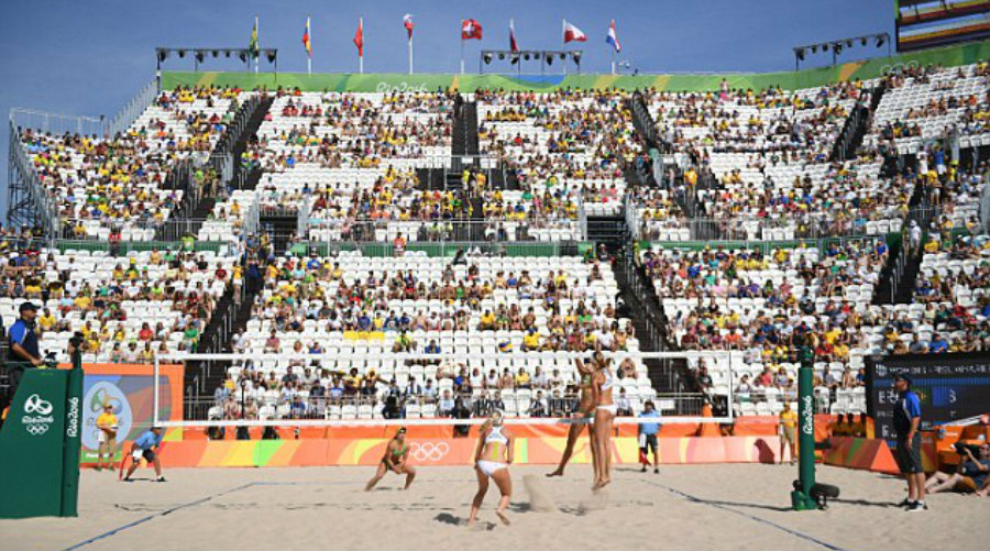 Beach Volleyball is one of the most viewed events at previous Olympic games, however, plenty of seats remained empty on this week's main volley events. Image Credit: Daily Mail