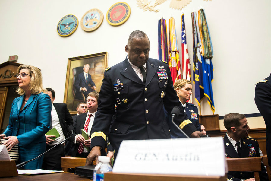 A photo of Lloyd J. Austin III, commander of Centcom, on Capitol Hill on March 3. Image Credit: Gabriella Demczuk/ NY Times