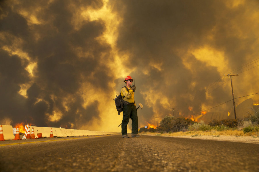 The Blue Cut fire, one of the greatest fires to ever occur in the southern region of California has forced a statewide call for firefighting authorities as it crept along San Bernardino County. Photo credit: Gina Ferazzi / Los Angeles Times