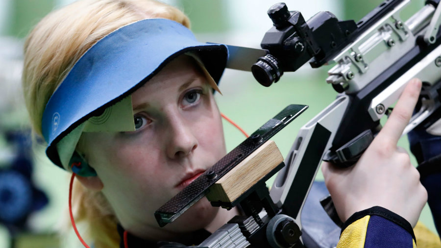 Ginny Trasher, winner of the first gold medal at the Rio Olympics, started shooting rifle five years ago marking the beginning of a shooter career that had its highest point today when she won over two Chinese shooters in the Women's Air Rifle category. Photo credit: In USA News