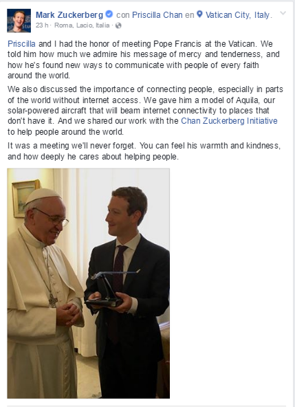 Mark Zuckerberg Pope