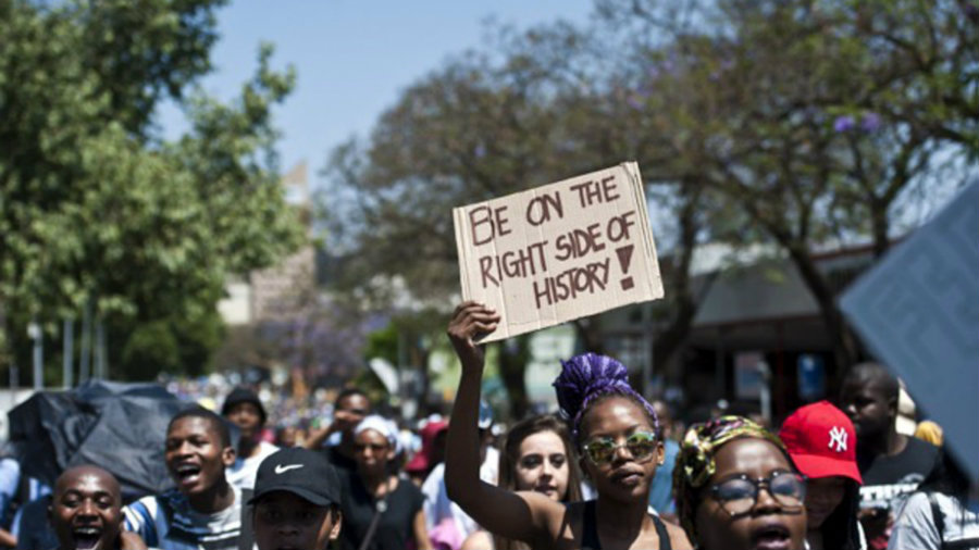 Students have been demonstrating against the proposed 8 percent fee increase after the government had assured there would be no fee increment. Photo credit: Mail & Guardian