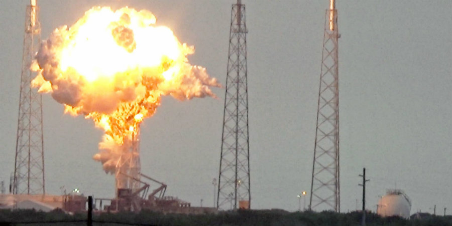 The Falcon 9 rocket exploded on the launch pad before the flight during an engine test. Photo credit: UFO Insight