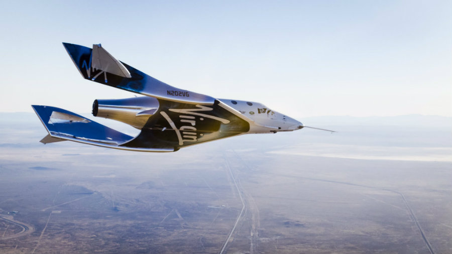 The new spaceship from Virgin Group Ltd. made its first free flight this Saturday. Photo credit: Virgin Galactic / Geek Wire