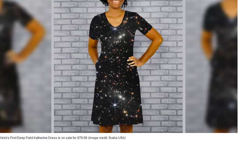 New Fashion Dress Mirrors James Webb Clearest Photos of Distant Galaxies on Clothing